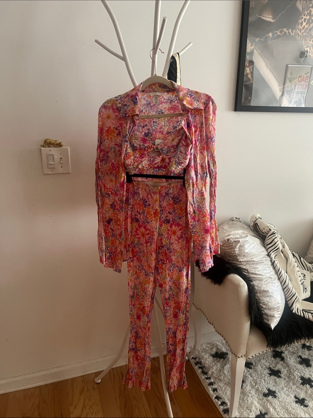 H&M Floral Pink Orange Purple3 Piece Pant Set